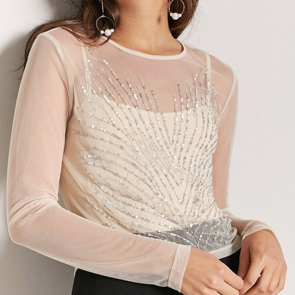 Forever 21 Tops - Forever 21 sequin mesh top/cover up